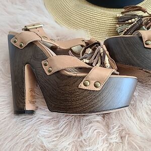 Topshop Premium Leather Retro 60-70s Tassel Platform Sandals Sz39 Made in Brazil